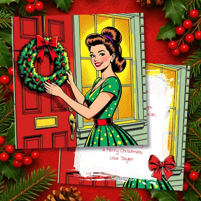 Cartes Pour Fêtes Annuelles A Cute Mid-Century Nostalgic Feeling Christmas  (Créateur téléchargé)