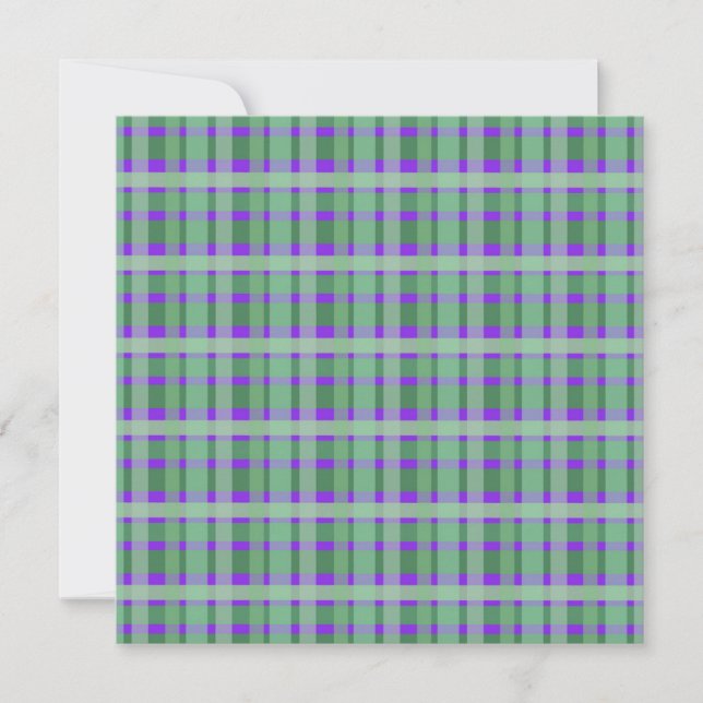 Cartes Pour Fêtes Annuelles à damiers Plaid Tartan Green Stripes Sur Violet (Devant)