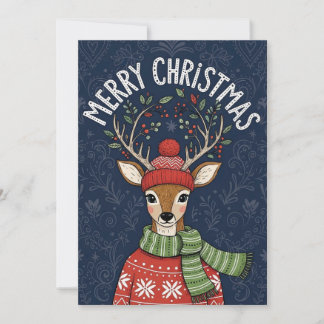 Cartes Pour Fêtes Annuelles A festive Christmas card featuring a cute deer