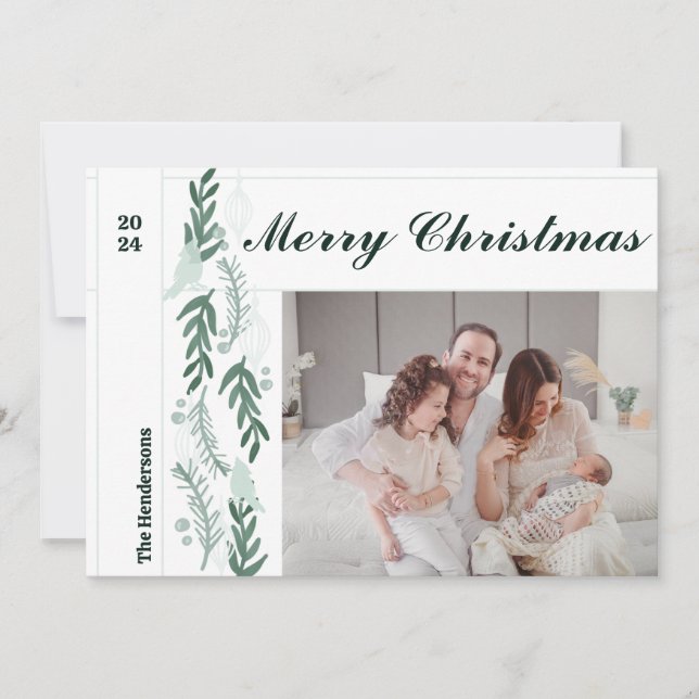 Cartes Pour Fêtes Annuelles À feuillage persistant Berry Garland Modern One Ph (Devant)
