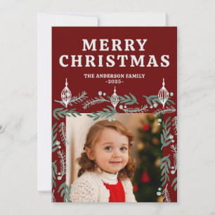 Cartes Pour Fêtes Annuelles À feuillage persistant Garland Frame Photo