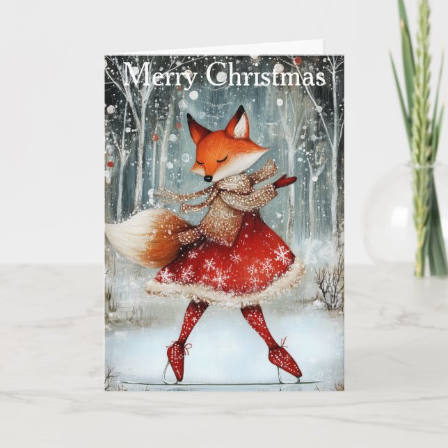 Cartes Pour Fêtes Annuelles A Fox Ice Skating (Devant)