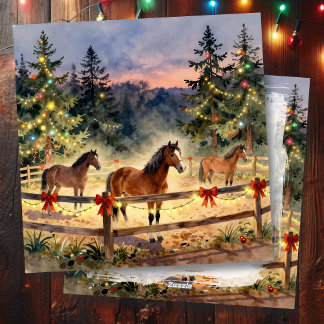 Cartes Pour Fêtes Annuelles A Horse Ranch Country Christmas