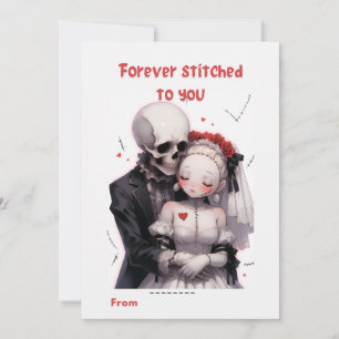 Cartes Pour Fêtes Annuelles À jamais cousue à toi Couple de squelettes de la S