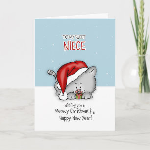 Cartes Pour Fêtes Annuelles À ma douce nièce - Chat Christmascard