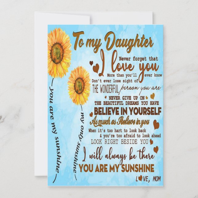 Cartes Pour Fêtes Annuelles À ma fille | Lettre spéciale à ma fille (Devant)
