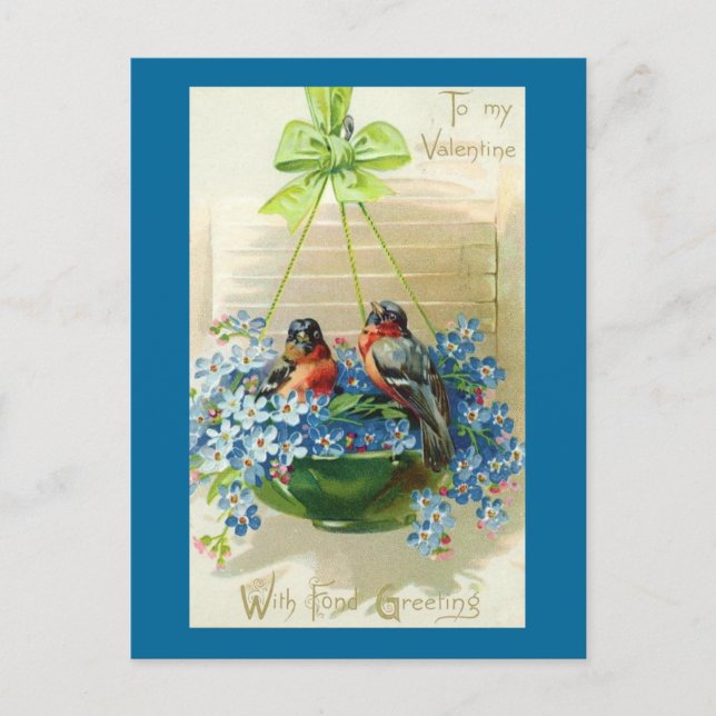 Cartes Pour Fêtes Annuelles À mes oiseaux de Saint Valentin en fleurs (Devant)