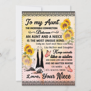 Cartes Pour Fêtes Annuelles À Mon Cadeau Tante, Cadeau Tournesol De La Nièce