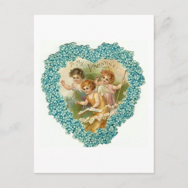 Cartes Pour Fêtes Annuelles À mon coeur floral bleu Valentine (Devant)