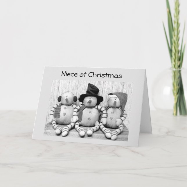 CARTES POUR FÊTES ANNUELLES À *NIECE* À NOËL DE CUTE SNOWMEN (Devant)