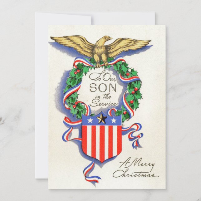 Cartes Pour Fêtes Annuelles À Notre Fils En Service Noël (Devant)