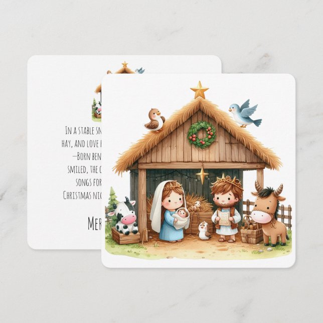 Cartes Pour Fêtes Annuelles A Stable Full of Joy (Devant / Derrière)