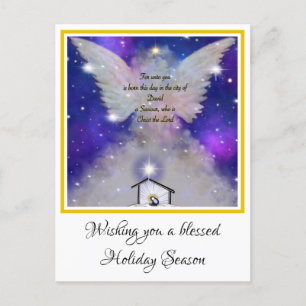 Cartes Pour Fêtes Annuelles À vous est né message de Noël ange et bébé