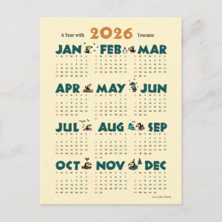 Cartes Pour Fêtes Annuelles A Year with Toucans: Calendar 2026