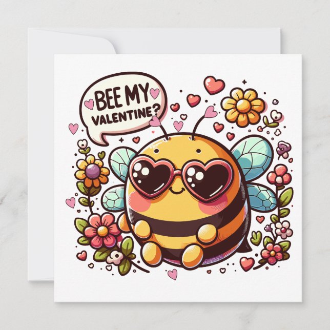 Cartes Pour Fêtes Annuelles Abee My Valentine ? - Charmante Bee Valentine's Ca (Devant)