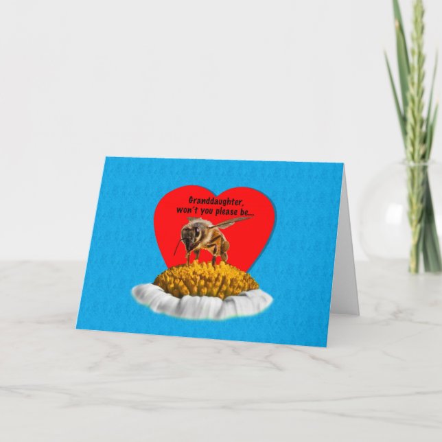 Cartes Pour Fêtes Annuelles Abeille de miel de ma petite-fille Valentine (Devant)