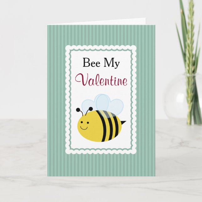 Cartes Pour Fêtes Annuelles Abeille Ma Valentine, Abeille Mignonne, Grandes Ve (Devant)