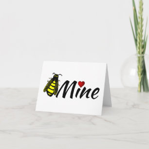 Cartes Pour Fêtes Annuelles Abeille miel mignonne avec coeur rouge Valentine