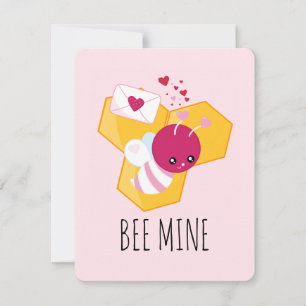 Cartes Pour Fêtes Annuelles Abeille mijote Abeille avec coeur de Saint-Valenti
