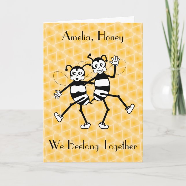 Cartes Pour Fêtes Annuelles Abeilles Art Déco sympas Valentine (Devant)