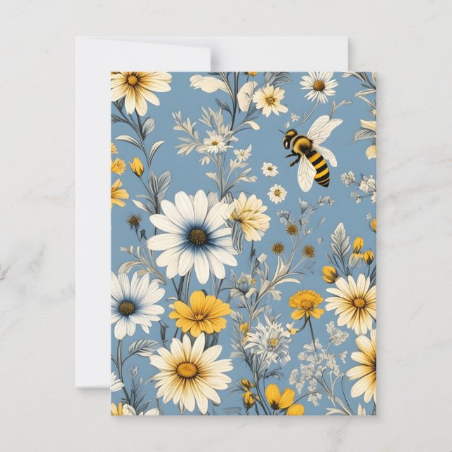 Cartes Pour Fêtes Annuelles Abeilles de miel et fleurs (Devant)