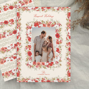 Cartes Pour Fêtes Annuelles abondance de noël cadre photo feuillage élégant