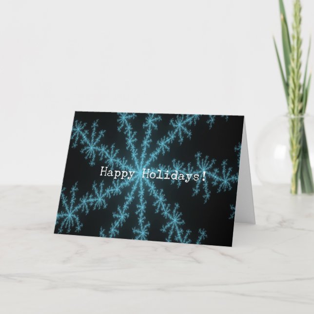 Cartes Pour Fêtes Annuelles Abstact Blue Snowflake, Joyeuses Fêtes (Devant)