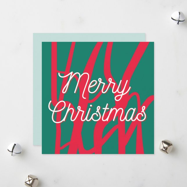Cartes Pour Fêtes Annuelles Abstract Red Green Personalized Merry Christmas (Créateur téléchargé)
