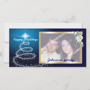 Cartes Pour Fêtes Annuelles Abstract White Christmas Tree On Glowing Blue