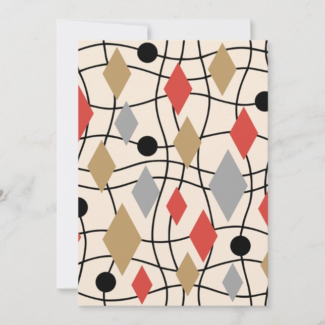 Cartes Pour Fêtes Annuelles Abstrait géométrique moderne du milieu du siècle (Devant)