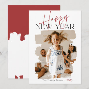 Cartes Pour Fêtes Annuelles Abstrait moderne heureux nouvelle année brushstrok