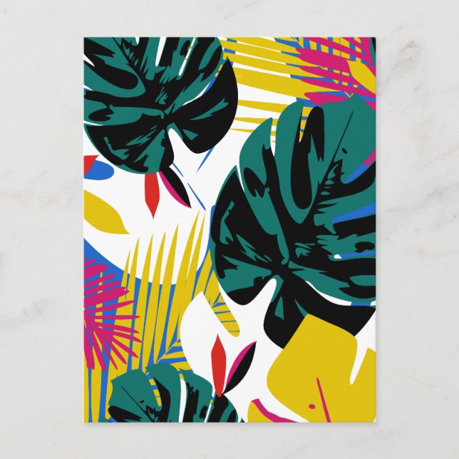 Cartes Pour Fêtes Annuelles Abstraits Plantes de Monstère Tropicale Géométriqu (Devant)