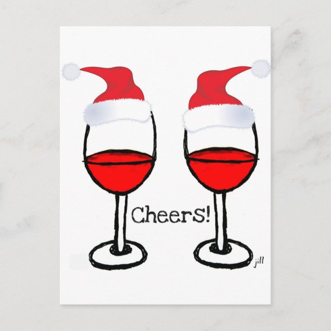 CARTES POUR FÊTES ANNUELLES ACCLAMATIONS DE CASQUETTES DE PÈRE NOËL DE VIN (Devant)