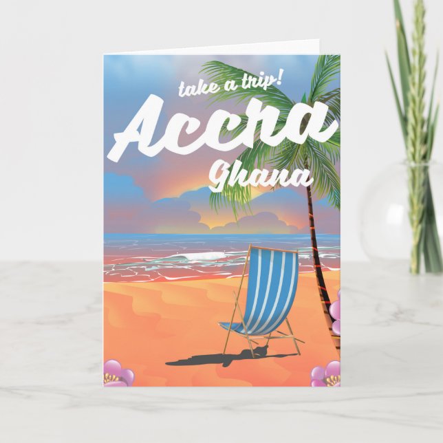 Cartes Pour Fêtes Annuelles Accra Ghana affiche des voyages sur la plage (Devant)