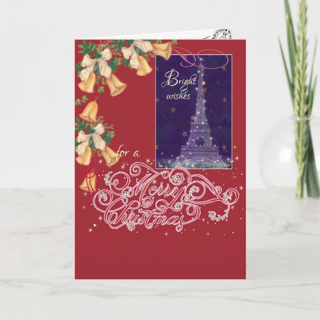 Cartes Pour Fêtes Annuelles Accueil de Noël Eiffel (Devant)