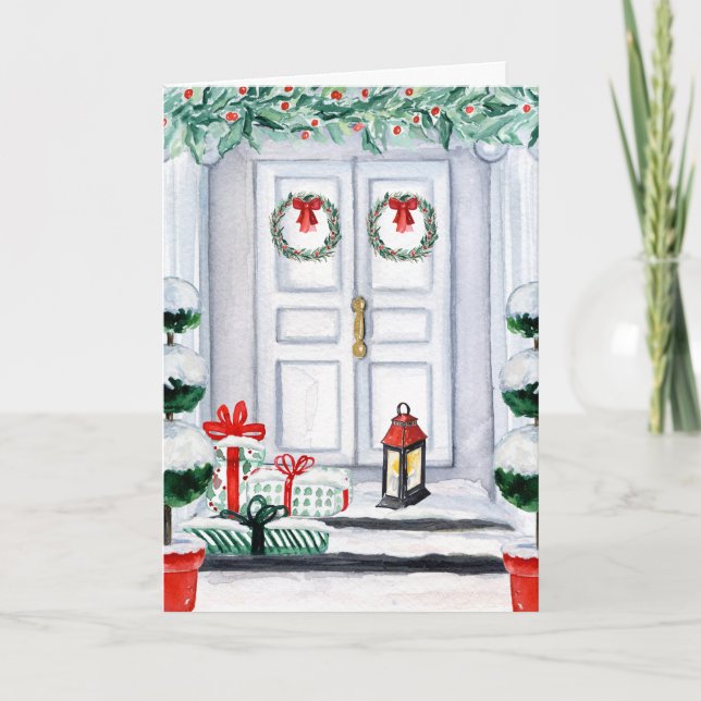 Cartes Pour Fêtes Annuelles Accueil de Noël Hiver Accueil Porte d'entrée (Devant)