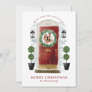 Cartes Pour Fêtes Annuelles Accueil Pour Les Vacances Aquarelle Rouge Photo