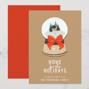 Cartes Pour Fêtes Annuelles Accueil pour les vacances Illustrated Snow Globe