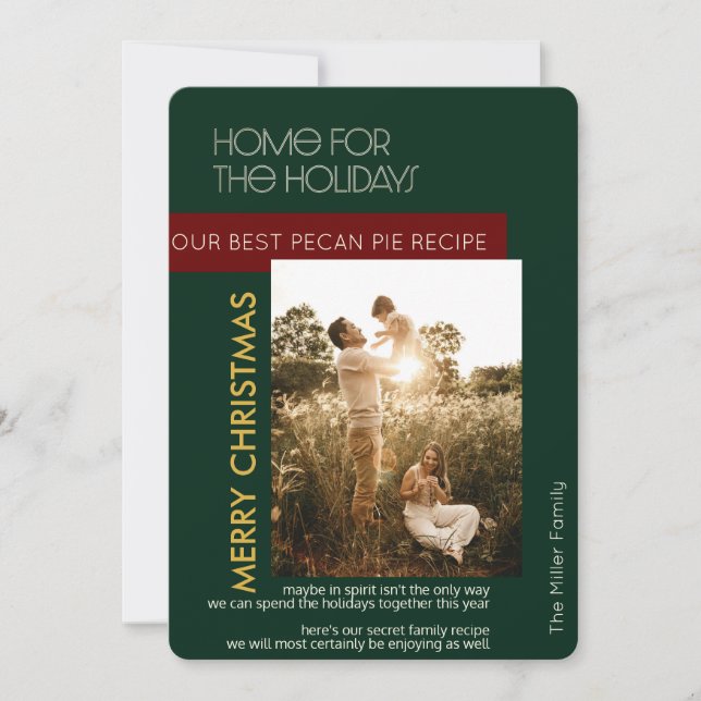 Cartes Pour Fêtes Annuelles Accueil Pour Vacances Green Custom Recette Photo & (Devant)