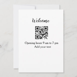 Cartes Pour Fêtes Annuelles Accueil simple ouverture bienvenue code barre QR a