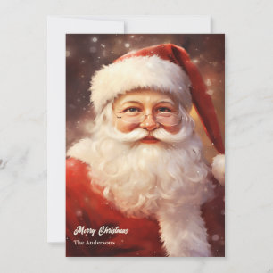 Cartes Pour Fêtes Annuelles Accueillant classique Père Noël souriant casquette