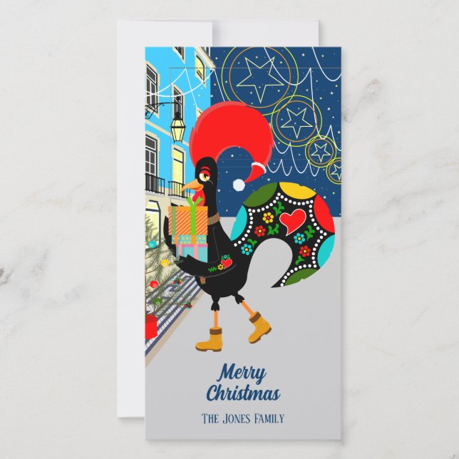 Cartes Pour Fêtes Annuelles Achats de Noël avec le Coq portugais (Devant)