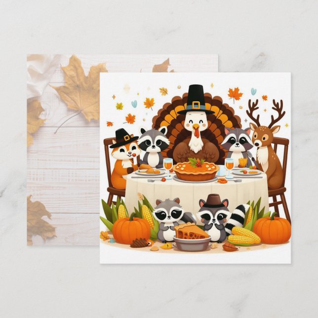 Cartes Pour Fêtes Annuelles Action de grâce entre amis (Devant / Derrière)