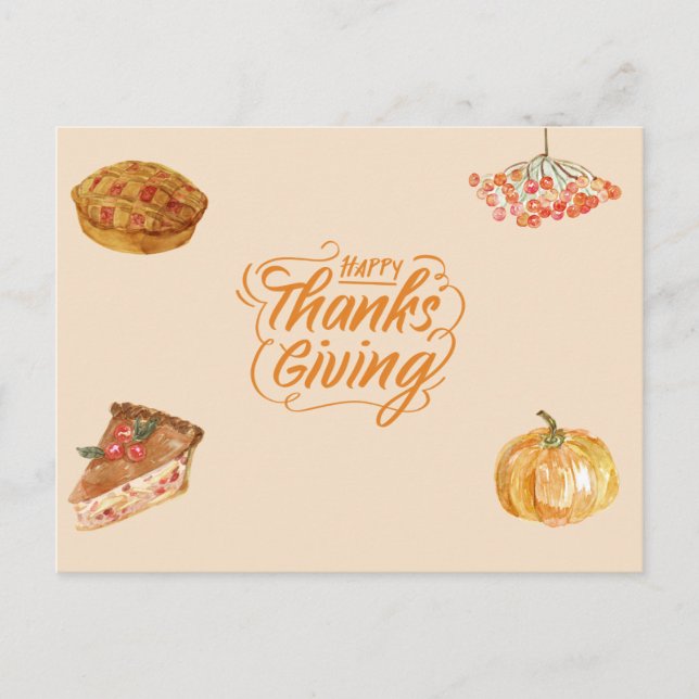 Cartes Pour Fêtes Annuelles Action de grâces beige chaude (Devant)