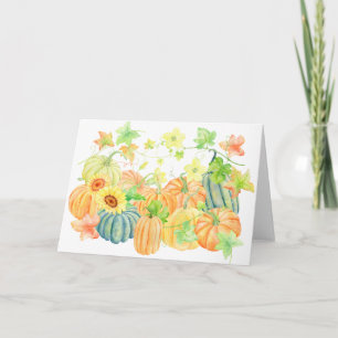 Cartes Pour Fêtes Annuelles Action de grâces des citrouilles de l'aquarelle