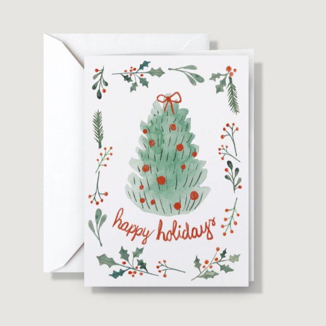 Cartes Pour Fêtes Annuelles Add Logo Whimsical Hand Painted Christmas Business (Créateur téléchargé)