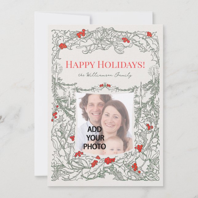 Cartes Pour Fêtes Annuelles Add Your Photo Classical Christmas Holiday Card (Devant)