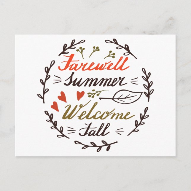 Cartes Pour Fêtes Annuelles adieu été bienvenue automne (Devant)