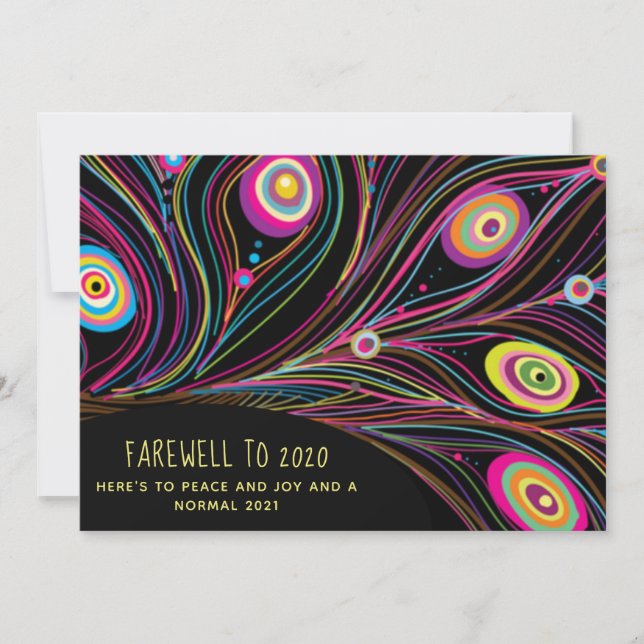 Cartes Pour Fêtes Annuelles Adieu Paix à 2020 Peacock moderne Customisé (Devant)