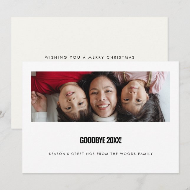 Cartes Pour Fêtes Annuelles Adieu photo du Nouvel An moderne 2025 (Devant / Derrière)